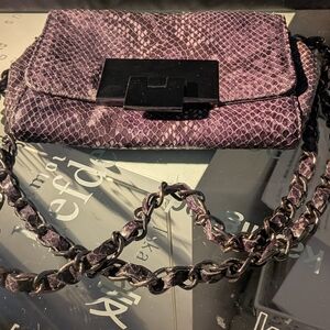 Stuart Weitzman  Snakeskin Patterned Clutch W Protective Bag